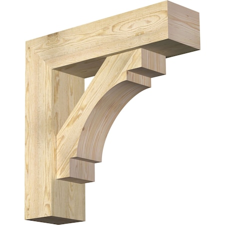 Ekena Millwork Merced Block Rough Sawn Bracket w/ Offset Brace, Douglas Fir, 8"W x 30"D x 30"H BKT0806X30X30MRC05RDF